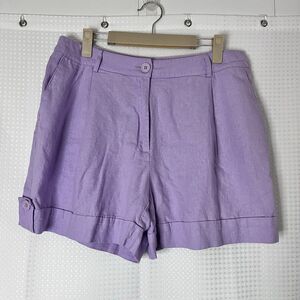 Blue Sol Linen Blend Shorts Women’s Size 12 Lilac Purple Cuffed Hem